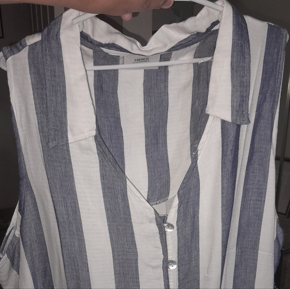 WOMENS 3X PLUS SIZE TAN & BLACK STRIPED BLOUSE, CUFFED SHORT SLEEVE, BRAND NEW!